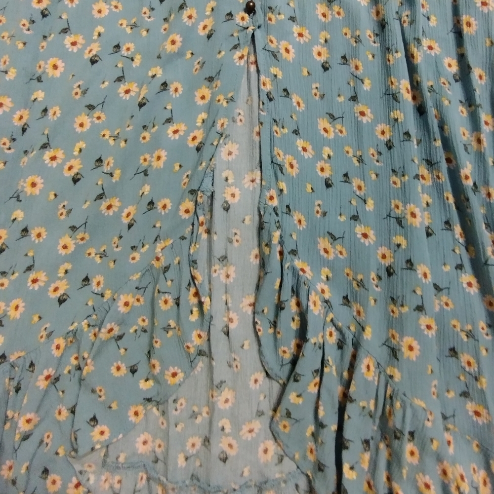 Rewind Floral Blue Maxi Dress Ruffles Bohemian Medium Summer Feminine - Picture 3 of 6